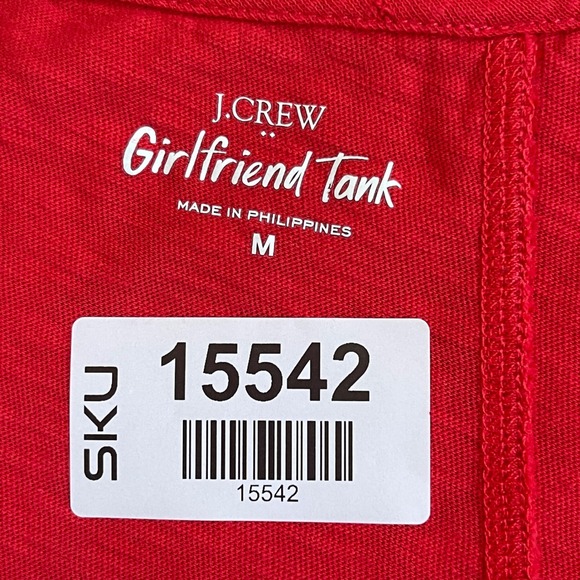 J. Crew Girlfriend Tank Top Red Sleeveless Scoop Neck Basic Cotton Blend Size M - Picture 6 of 9